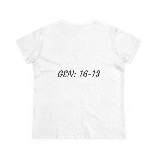 El Roi Inspirational Women's Midweight Cotton Tee - The God Who Sees, Bible Verse Tee, Faith-based Apparel